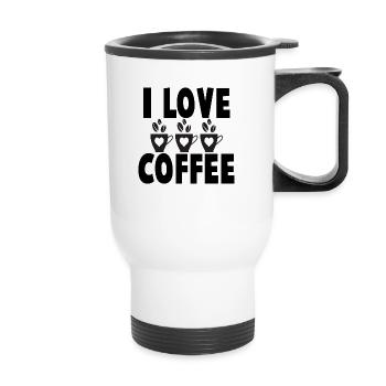I love Coffee - Thermal mug with handle - white - Front
