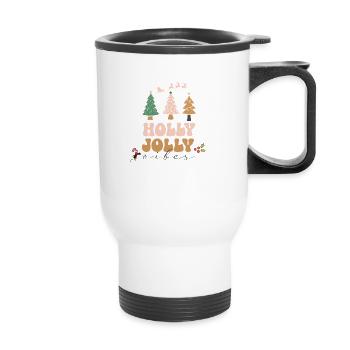 Weihnachten Holly Jolly Vibes frohes Fest Design - Thermobecher mit Tragegriff - Weiß - Vorne