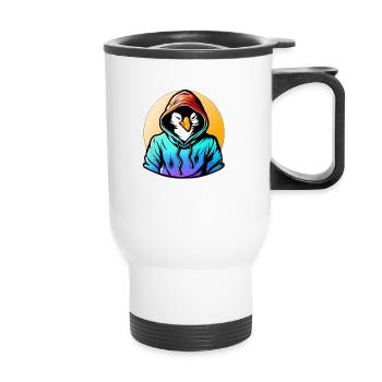 Pingouin avec pull - Tasse isotherme avec poignée - blanc - Devant