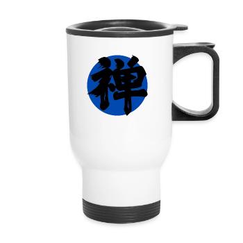 Zen Kanji Dunkelblau - Thermobecher mit Tragegriff - Weiß - Vorne