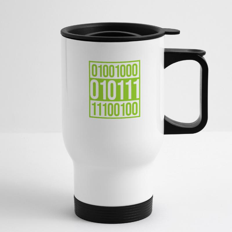 Langage de programme de code binaire Tasse isotherme avec poignée