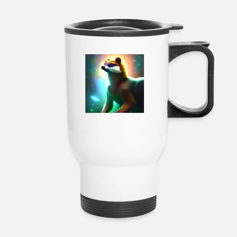 Nasenbär - Thermobecher mit Tragegriff - Weiß
