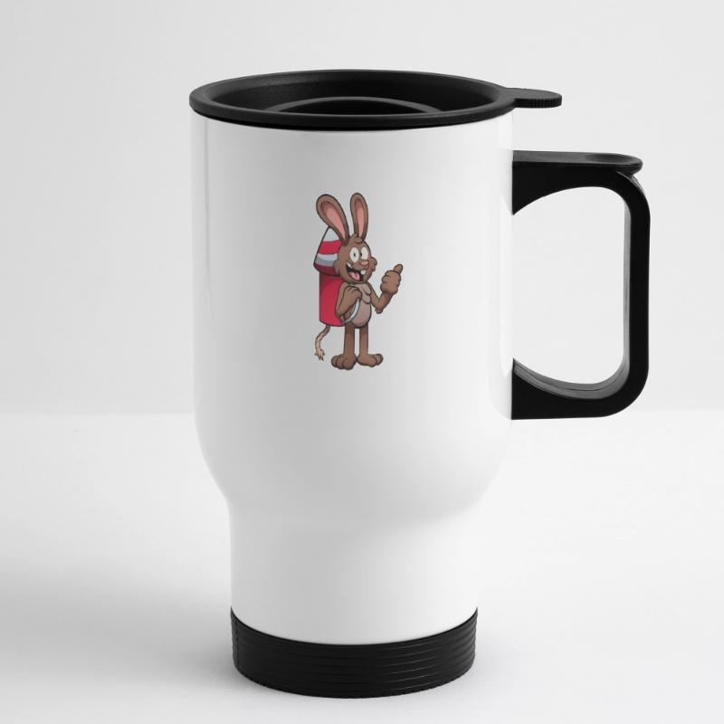 Rabbit With Firework Jetpack Thermal mug with handle