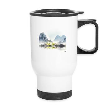 chinese mountains and flowers 2 - Thermobecher mit Tragegriff - Weiß - Vorne