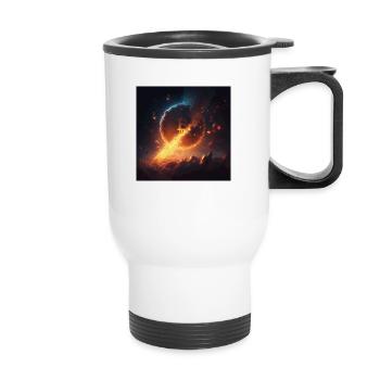 Feux d’artifice Bitcoin - Tasse isotherme avec poignée - blanc - Devant