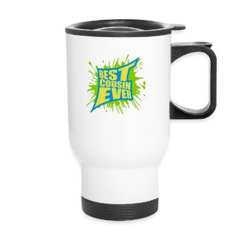 Citation du meilleur cousin de tous les temps - Tasse isotherme avec poignée - blanc - Devant