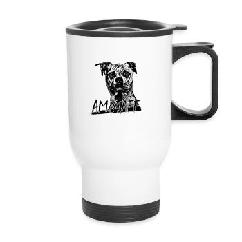 American Staffordshire Terrier - Blaue Augen - Thermobecher mit Tragegriff - Weiß - Vorne