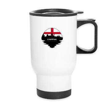Liverpool Angleterre Drapeau Skyline Voyage Silhouette - Tasse isotherme avec poignée - blanc - Devant