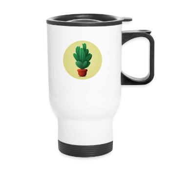 Plant in a clay pot - Thermal mug with handle - white - Front