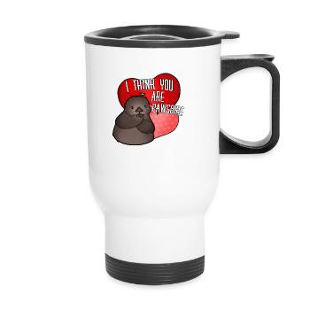 Tazz Talks | I think you are pawsome - Thermal mug with handle - white - Front