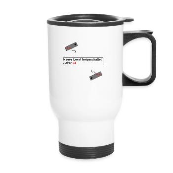 Gaming Level Up Geburtstag Geschenk Geschenkidee - Thermobecher mit Tragegriff - Weiß - Vorne