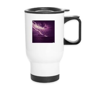 Stormy sea, purple lightning on the horizon - Thermal mug with handle - white - Front