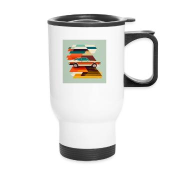 illustration car 70s color art - Thermal mug with handle - white - Front