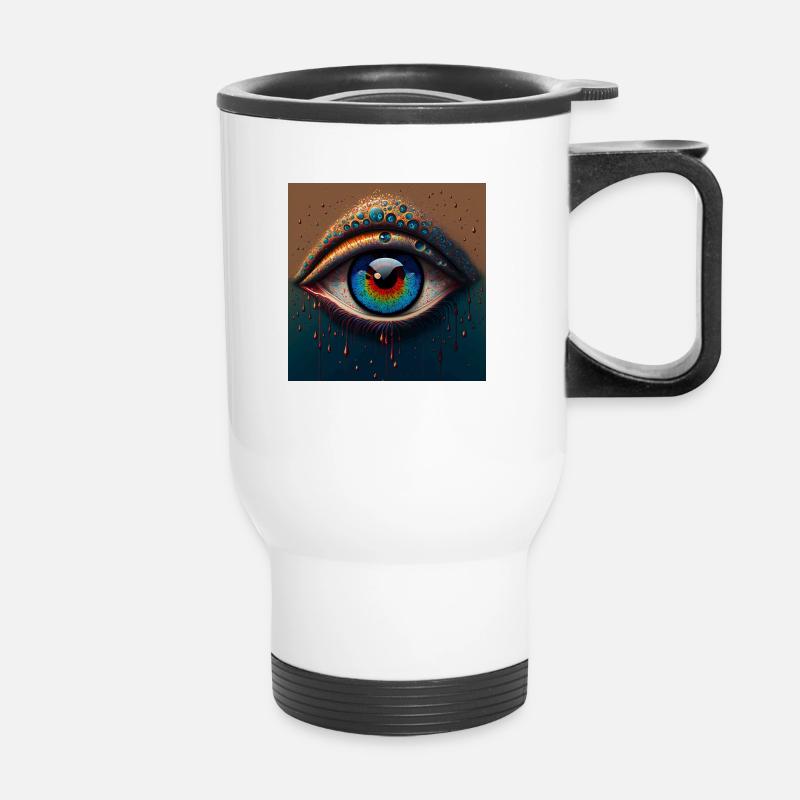 abstract eye pointillism - Tasse isotherme avec poignée - blanc