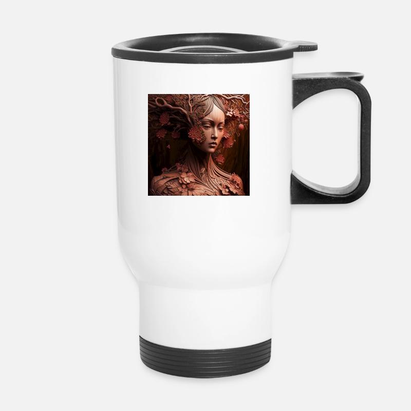 femme de l'arbre - Tasse isotherme avec poignée - blanc