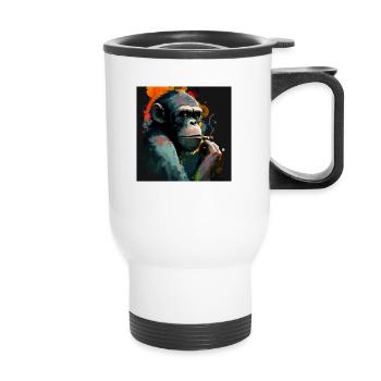 Premium Design Monkey - Thermal mug with handle - white - Front