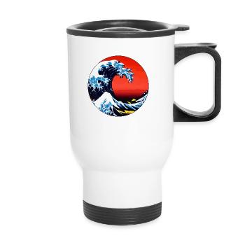 The Great Wave - AI Art inspired by Hokusai - Thermal mug with handle - white - Front