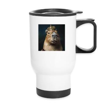 Capybara with crown - Thermal mug with handle - white - Front