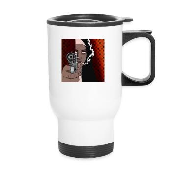 gun smoke - Thermal mug with handle - white - Front