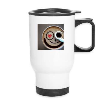 Happy Kaffeetasse - Thermobecher mit Tragegriff - Weiß - Vorne