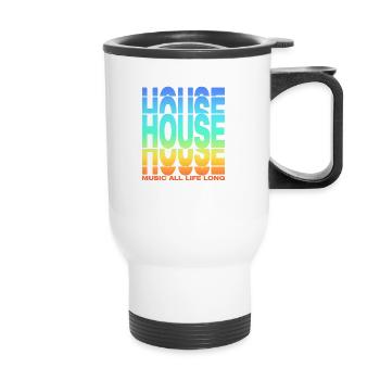 Musique house toute la vie Streched Fade - Tasse isotherme avec poignée - blanc - Devant