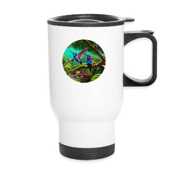 Les colibris dans la forêt tropicale dans l’art numérique - Tasse isotherme avec poignée - blanc - Devant