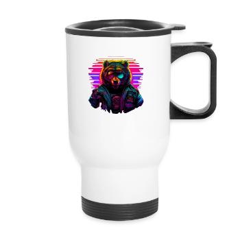 Retro Emblems - Animal - Pilot Bear - Thermal mug with handle - white - Front