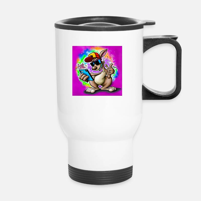 Kangaroo makes Selfie V3 gift - Thermal mug with handle - white