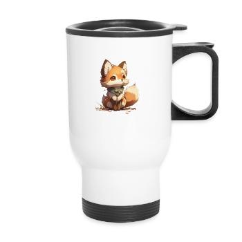 roter fuchs, cartoon, anime comic fox - Thermobecher mit Tragegriff - Weiß - Vorne