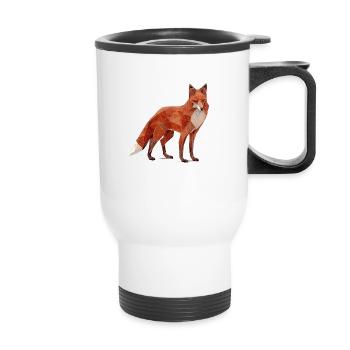 Renard origami, géométrie animal, beau design - Tasse isotherme avec poignée - blanc - Devant