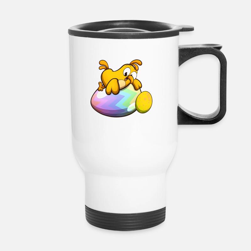 Cute Little Easter Chick With Easter Eggs - Thermal mug with handle - white
