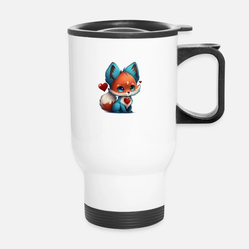 Bébé renard bleu petit mais sauvage - Tasse isotherme avec poignée - blanc