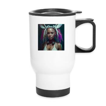 LAPIN BLANC OEUFS DE PAQUES blancs femmes NOIRES - Tasse isotherme avec poignée - blanc - Devant