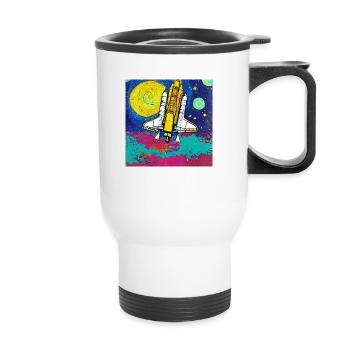 Space Shuttle Van Gogh - Thermobecher mit Tragegriff - Weiß - Vorne