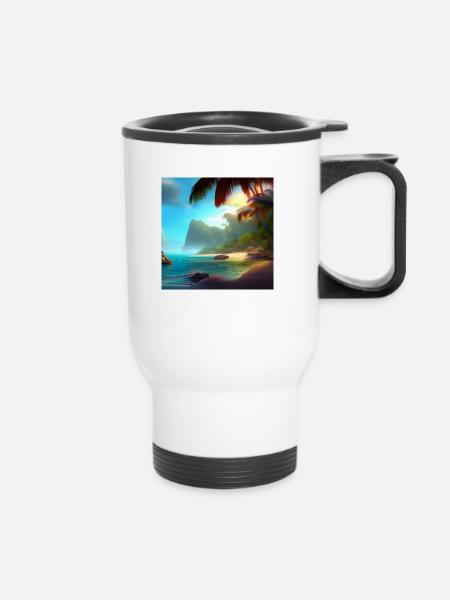 Tropical beach - Thermobecher mit Tragegriff - Weiß