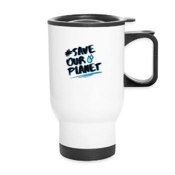 SAVE OUR PLANET - Thermobecher mit Tragegriff - Weiß - Vorne