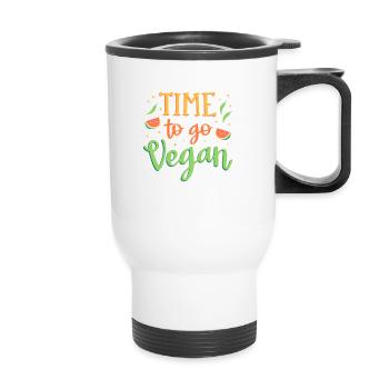 Il est temps de devenir végétalien - Tasse isotherme avec poignée - blanc - Devant