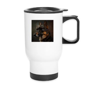 Schaferhund Steampunk - Thermobecher mit Tragegriff - Weiß - Vorne