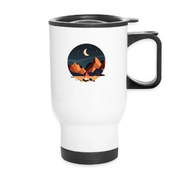 Campfire by moonlight, outdoor motif - Thermal mug with handle - white - Front