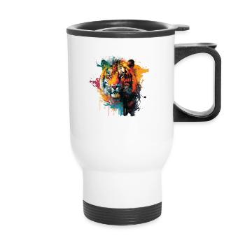 Tiger Head Gift - Thermal mug with handle - white - Front