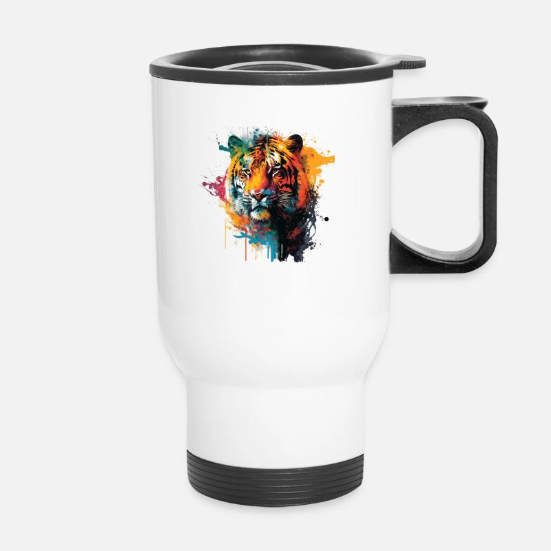 Tigerkopf Geschenk - Thermobecher mit Tragegriff - Weiß