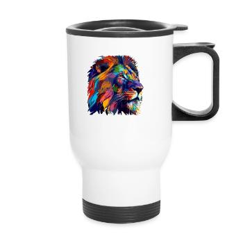 Lion Head Oil Painting Gift - Thermal mug with handle - white - Front
