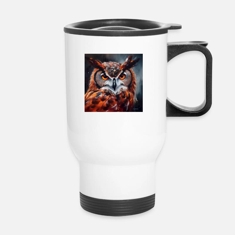 Owl #2 - Thermal mug with handle - white