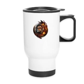 Leo intense gaze - Thermal mug with handle - white - Front