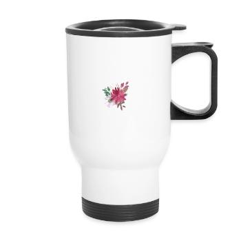 Lettre v floral - Tasse isotherme avec poignée - blanc - Devant
