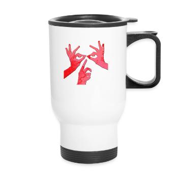 Illusion d’optique art psychédélique rétro formes sexe - Tasse isotherme avec poignée - blanc - Devant