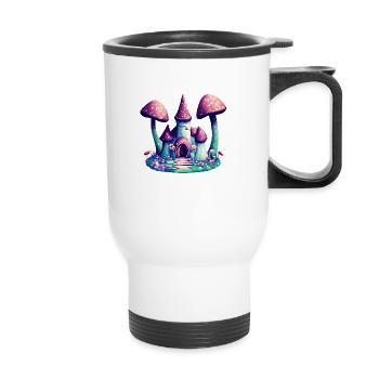 Fantasy Castle Mushroom Towers, conte de fées magique - Tasse isotherme avec poignée - blanc - Devant