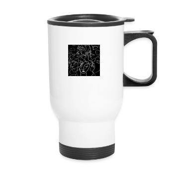 Face line black - Thermal mug with handle - white - Front
