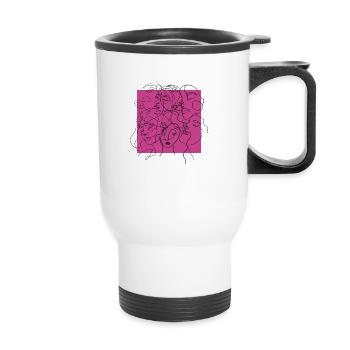 Face line pink - Thermal mug with handle - white - Front