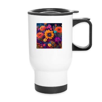 Amazing group of magic flowers - Thermal mug with handle - white - Front